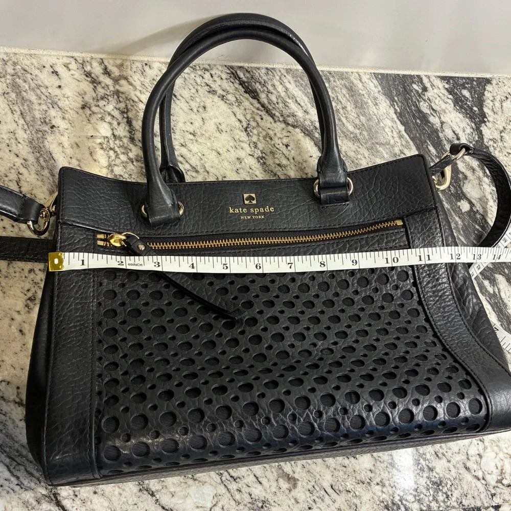 Kate Spade Tote Purse Black with gold accent and lattice detail - Picture 13 of 14